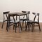 Baxton Studio Britte Light Grey Upholstered Dark Oak Wood 5-Piece Dining Set 161-10466-10464 - alternate 6